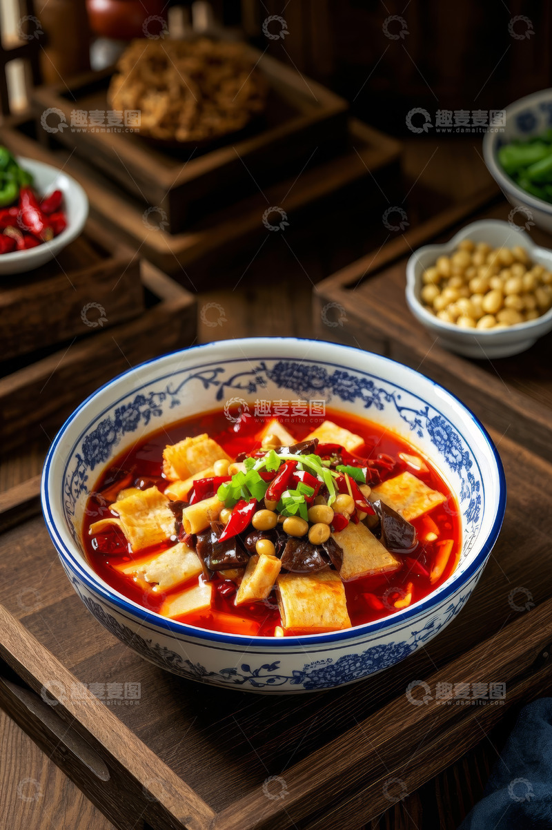 高清大图下载【趣麦麦图】中式碗装红烧豆腐美食