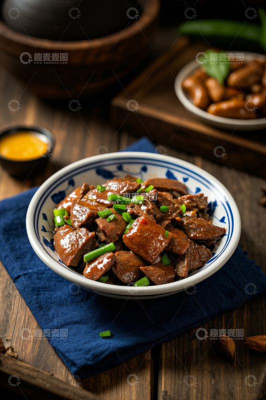 中式炒肝菜肴特写
