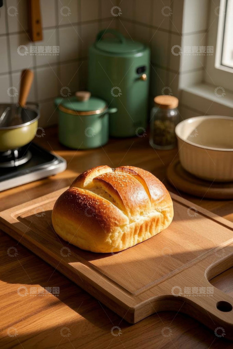 高清大图下载【趣麦麦图】厨房台面上的新鲜面包