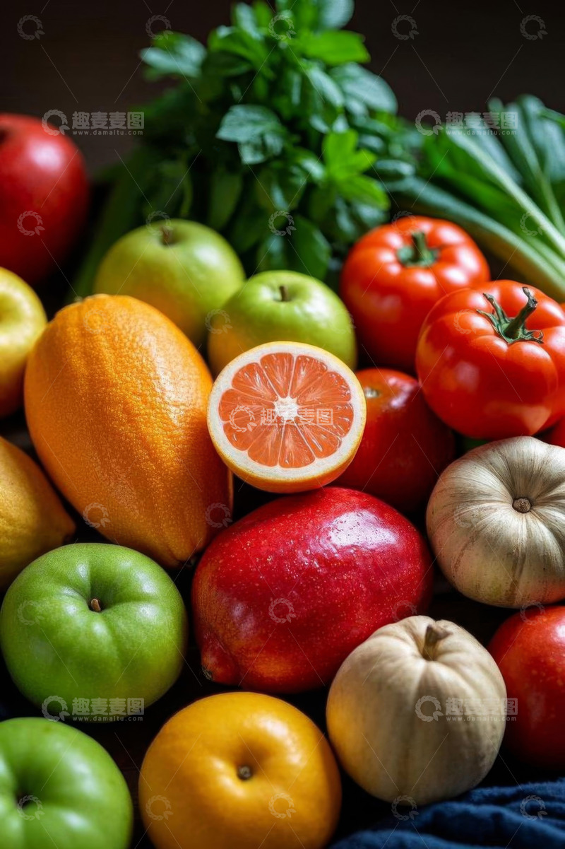 高清大图下载【趣麦麦图】多样新鲜水果和蔬菜特写