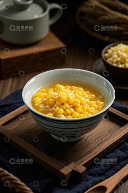 碗装玉米粥静物特写