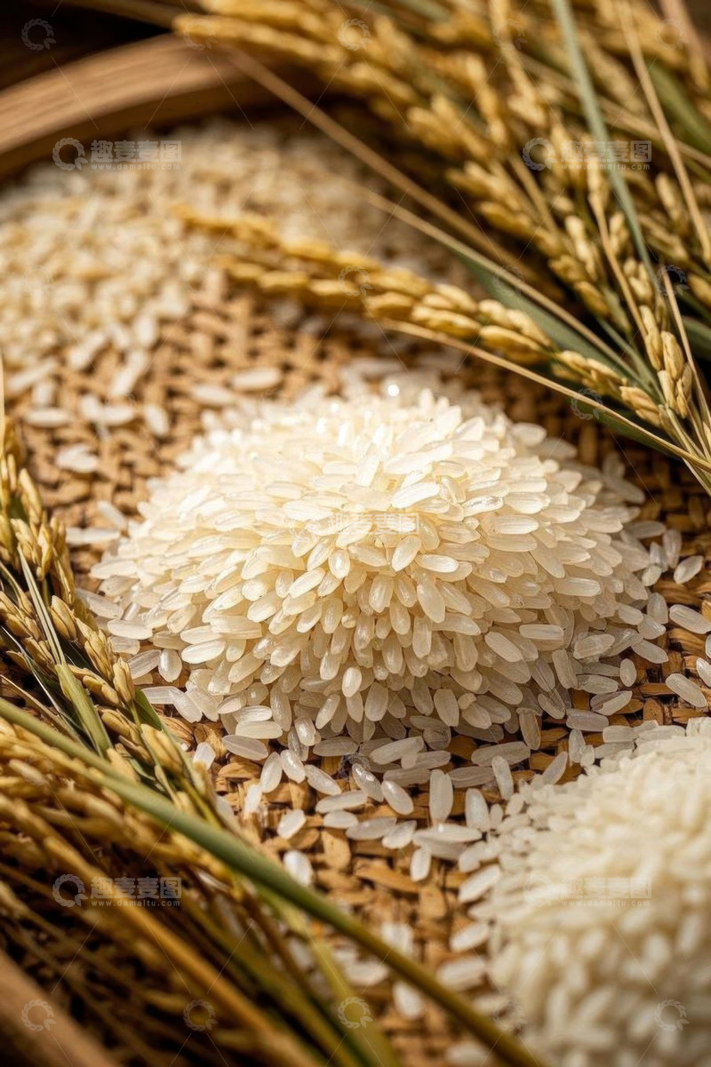 高清大图下载【趣麦麦图】大米与稻穗特写