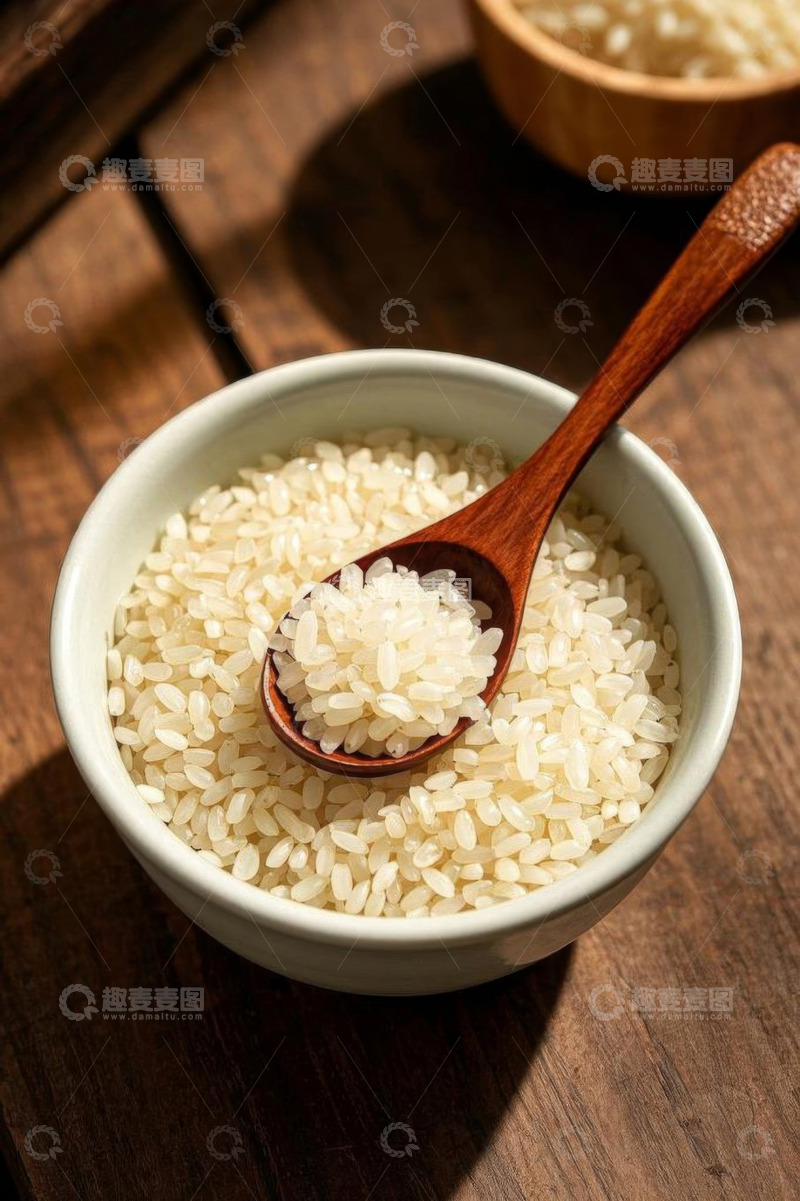 高清大图下载【趣麦麦图】木勺盛白米特写