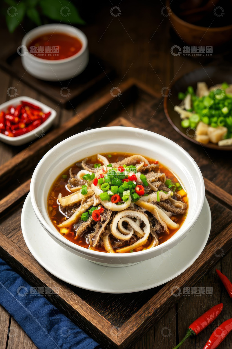 高清大图下载【趣麦麦图】碗装毛肚菜肴搭配调料