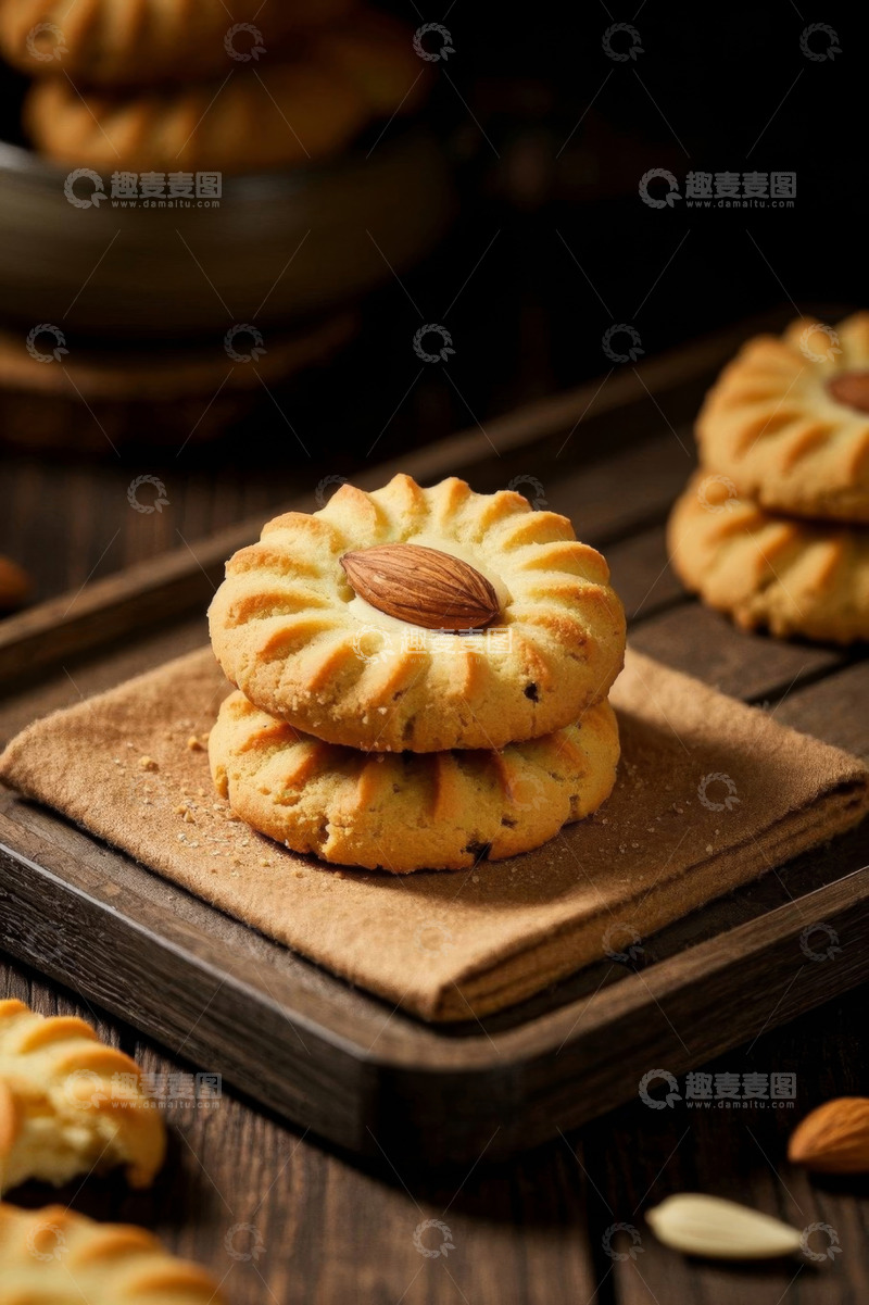 高清大图下载【趣麦麦图】美味杏仁饼干静物特写