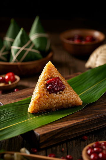 特写端午红枣糯米粽子