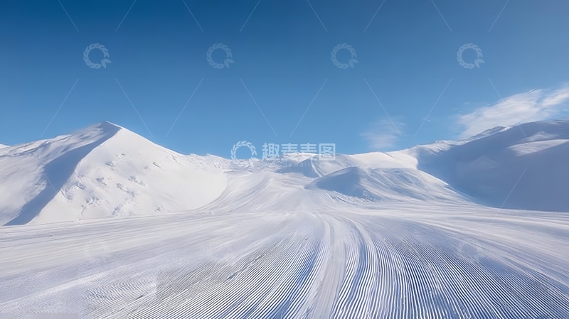 高清大图下载【趣麦麦图】雪山滑雪场雪道美景