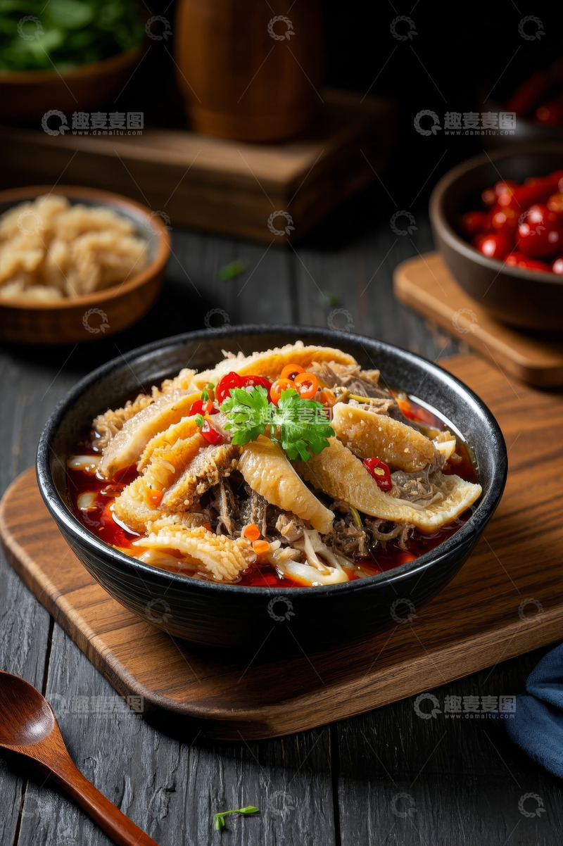 高清大图下载【趣麦麦图】碗装麻辣凉拌牛杂美食