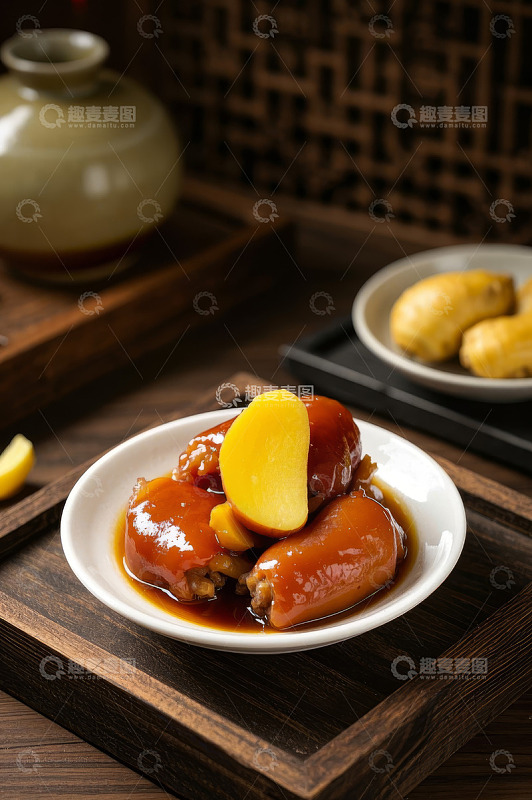 中式卤味猪蹄美食特写