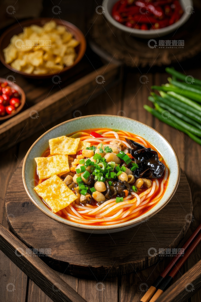 高清大图下载【趣麦麦图】碗装螺蛳粉及配菜展示
