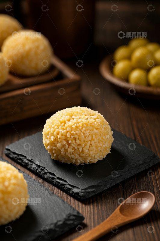 黄米团子特写美食素材