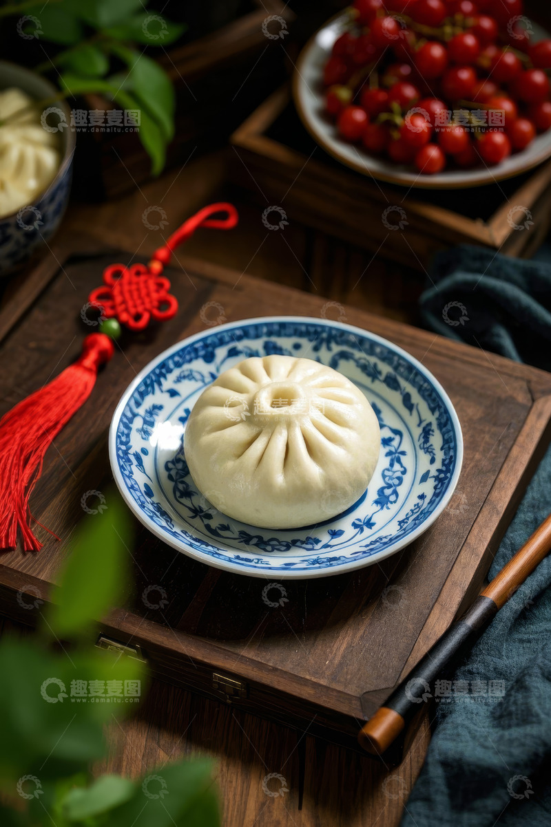 高清大图下载【趣麦麦图】中式传统包子摆拍静物