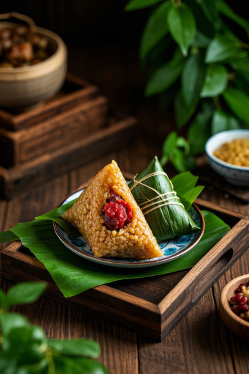 传统粽叶包裹的美味粽子