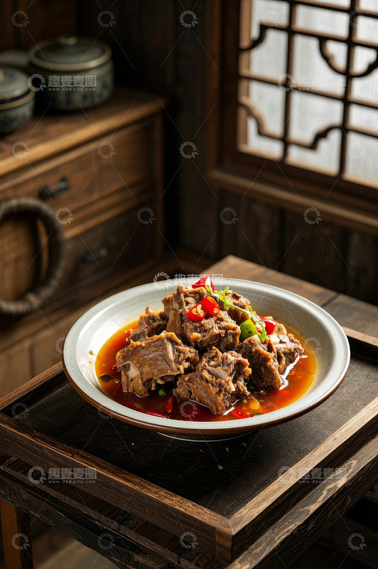 中式风格排骨美食特写