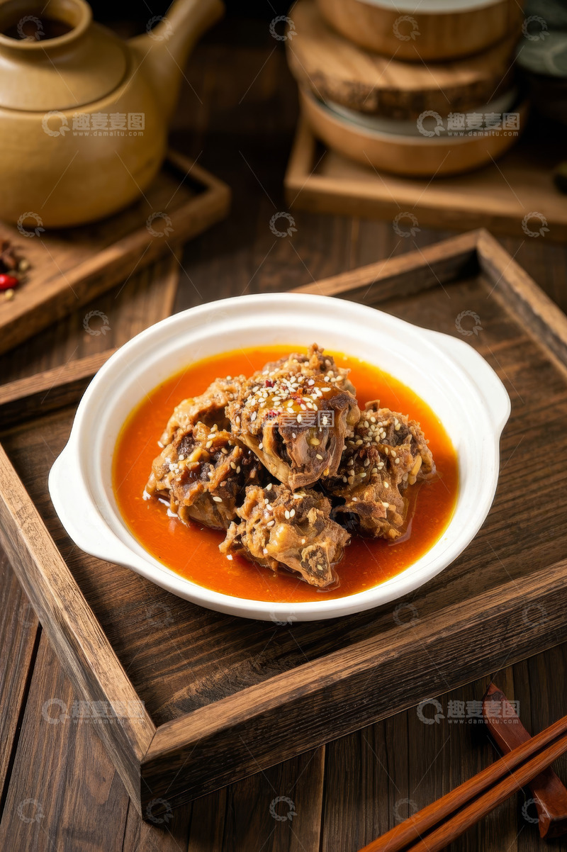 高清大图下载【趣麦麦图】碗装酱汁排骨美食特写