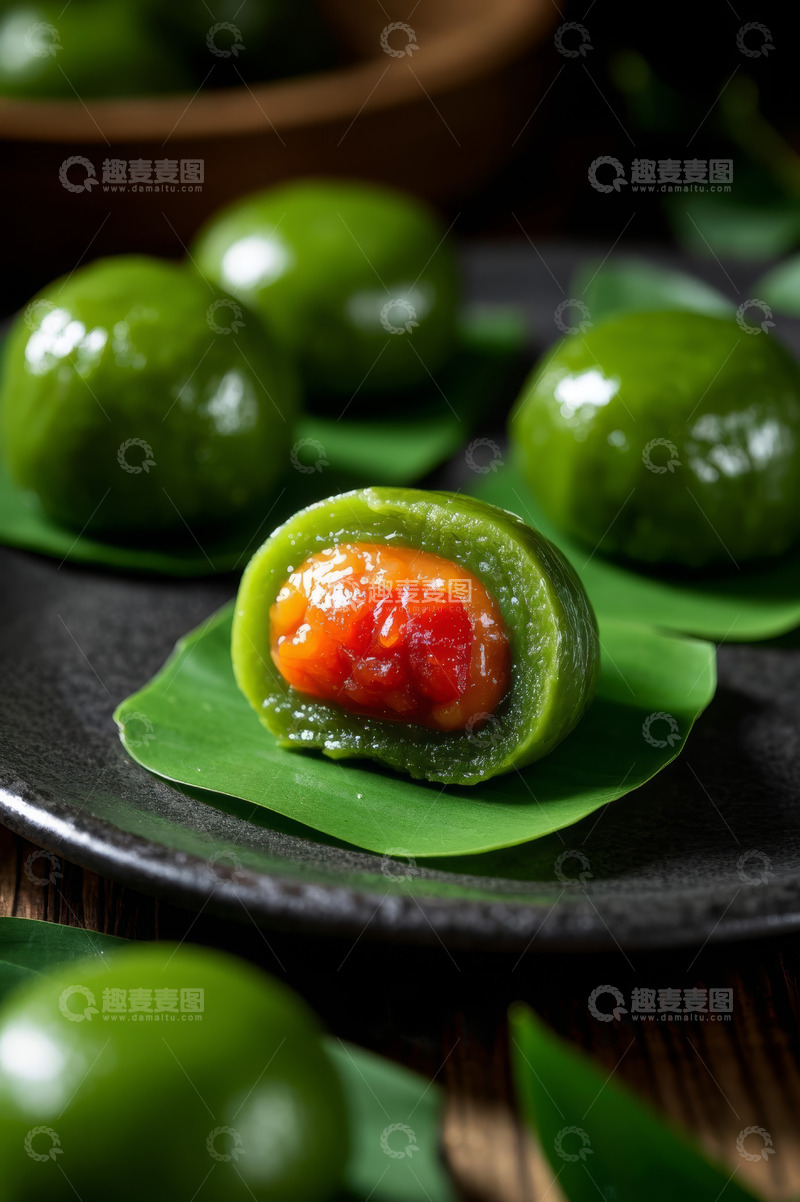 高清大图下载【趣麦麦图】特写青团美食