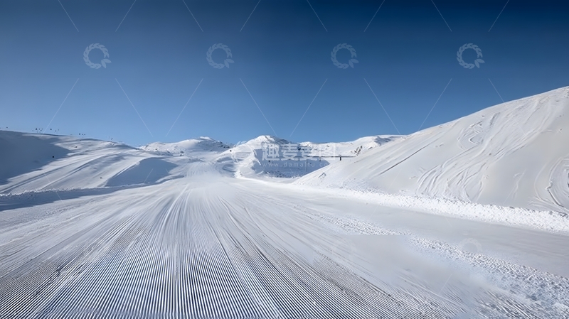 高清大图下载【趣麦麦图】雪山滑雪道风光