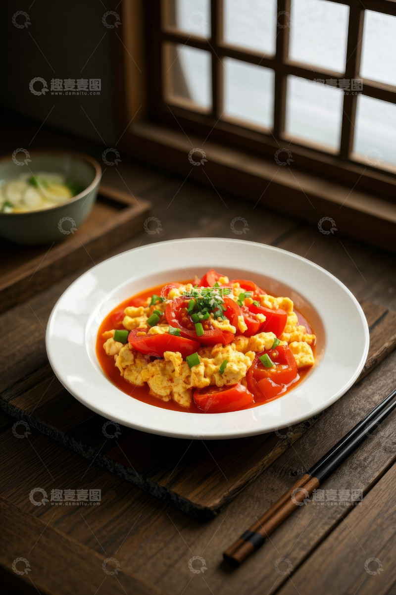 高清大图下载【趣麦麦图】中式餐桌上的番茄炒蛋