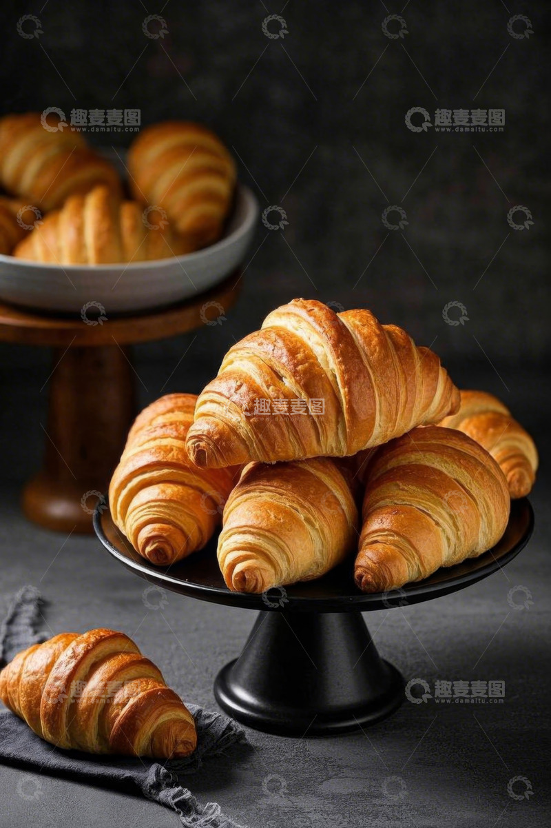 高清大图下载【趣麦麦图】摆放整齐的牛角面包素材