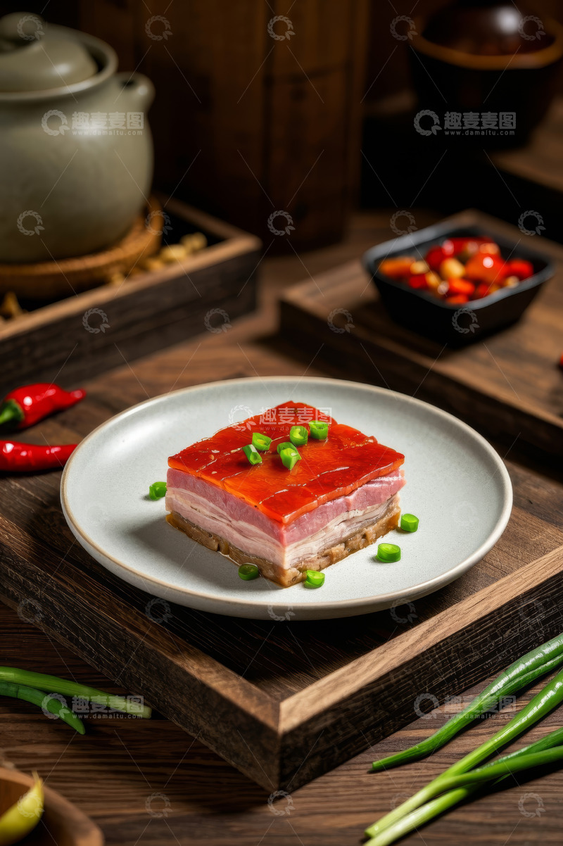 高清大图下载【趣麦麦图】-中式摆盘红烧肉特写