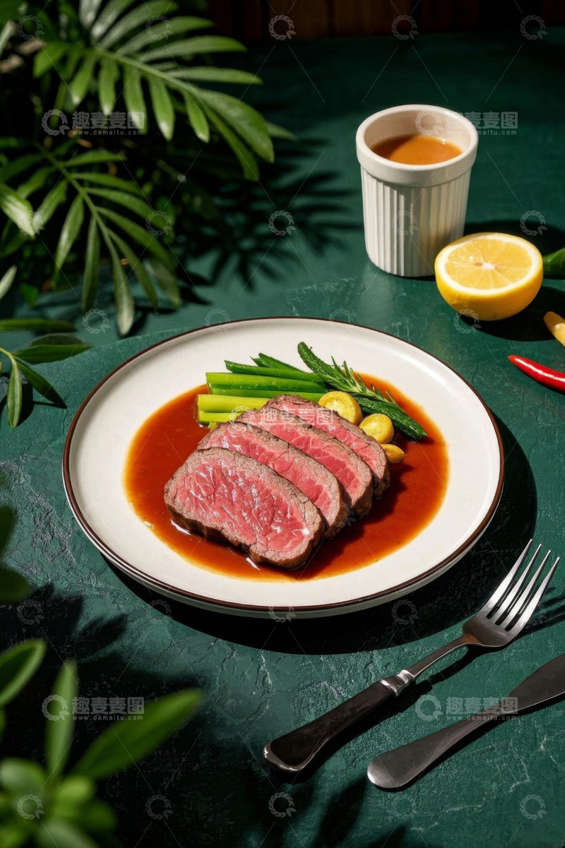 高清大图下载【趣麦麦图】摆盘精致的牛排美食