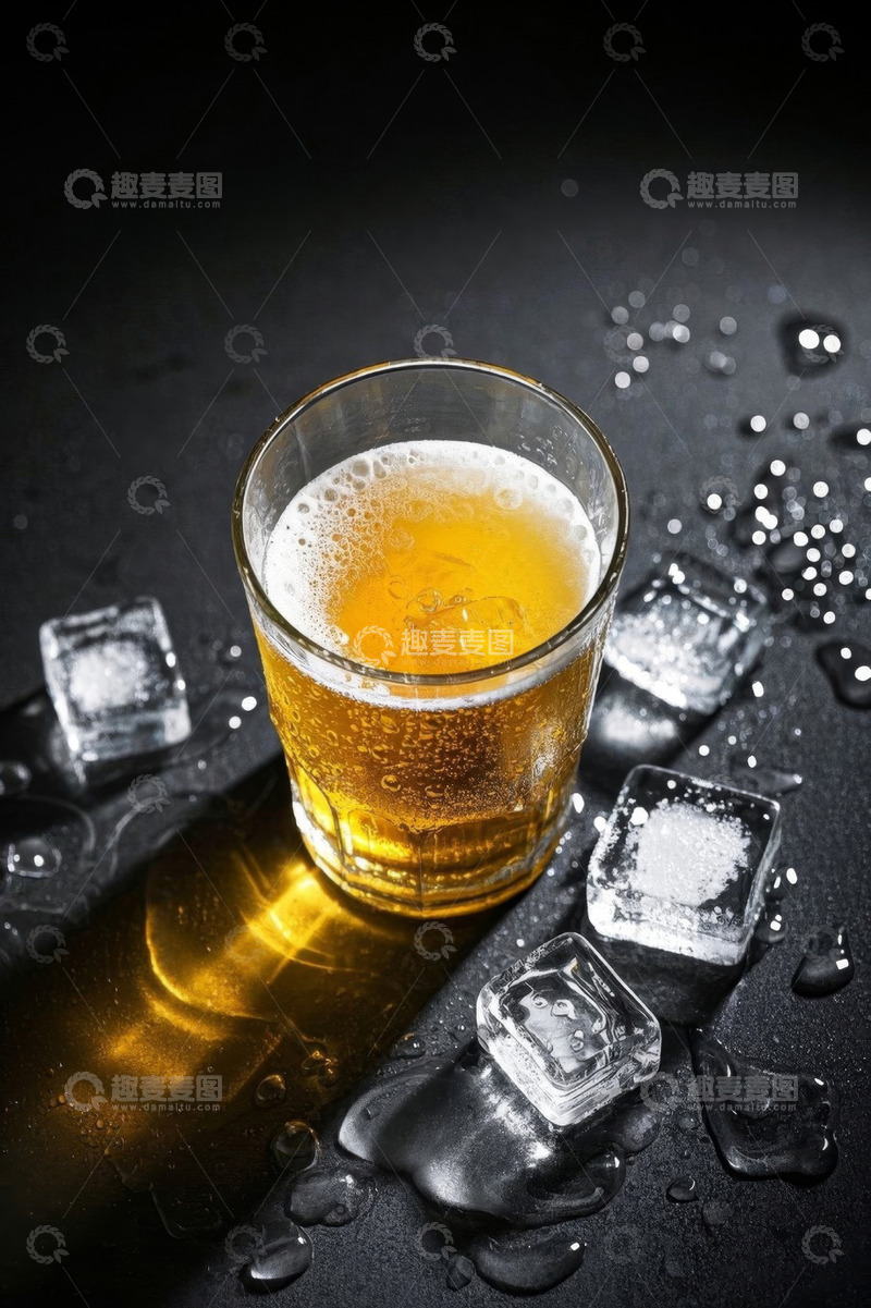 高清大图下载【趣麦麦图】玻璃杯装冰镇啤酒