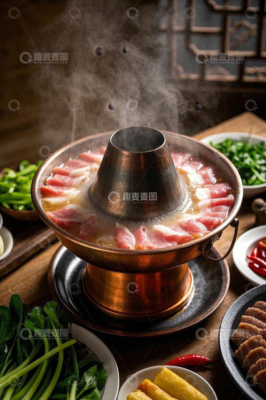 铜锅涮羊肉火锅食材