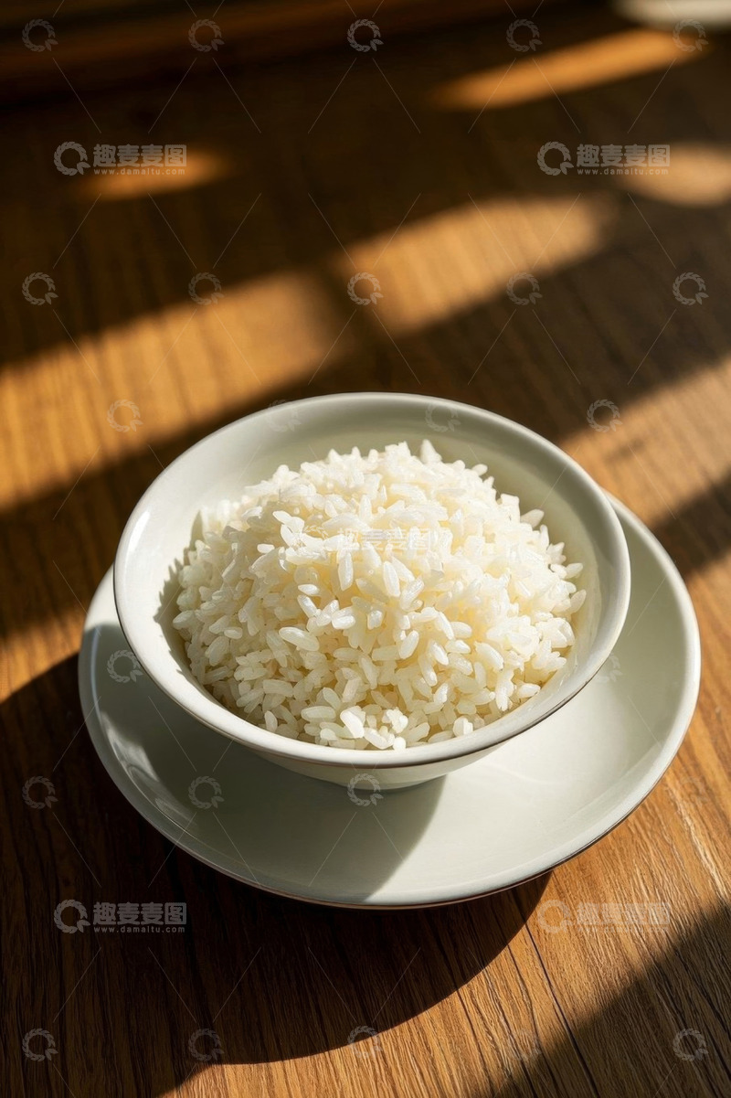 高清大图下载【趣麦麦图】木桌上的一碗白米饭