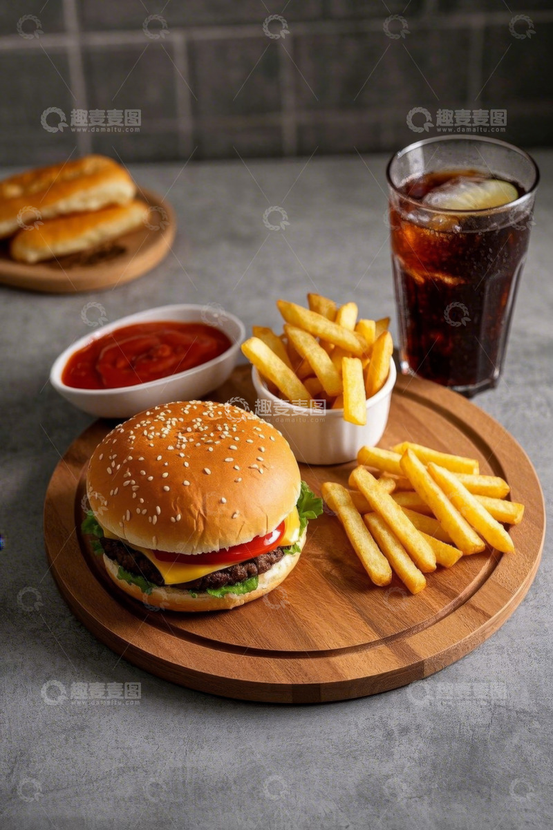 高清大图下载【趣麦麦图】汉堡薯条可乐组合美食