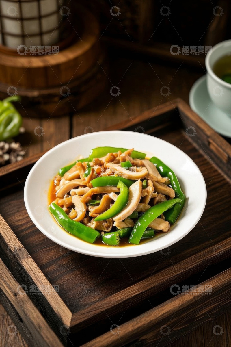 高清大图下载【趣麦麦图】青椒炒猪肚美食特写
