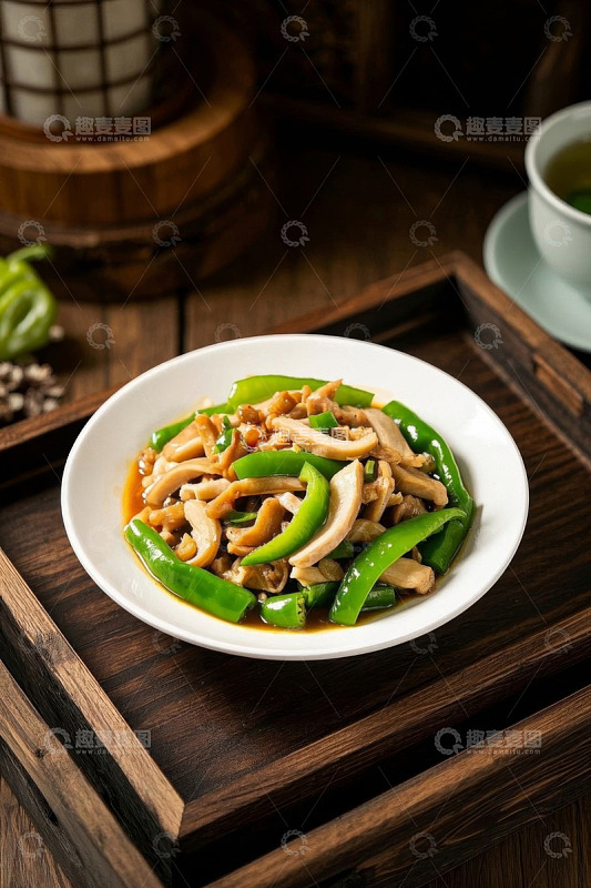 青椒炒猪肚美食特写