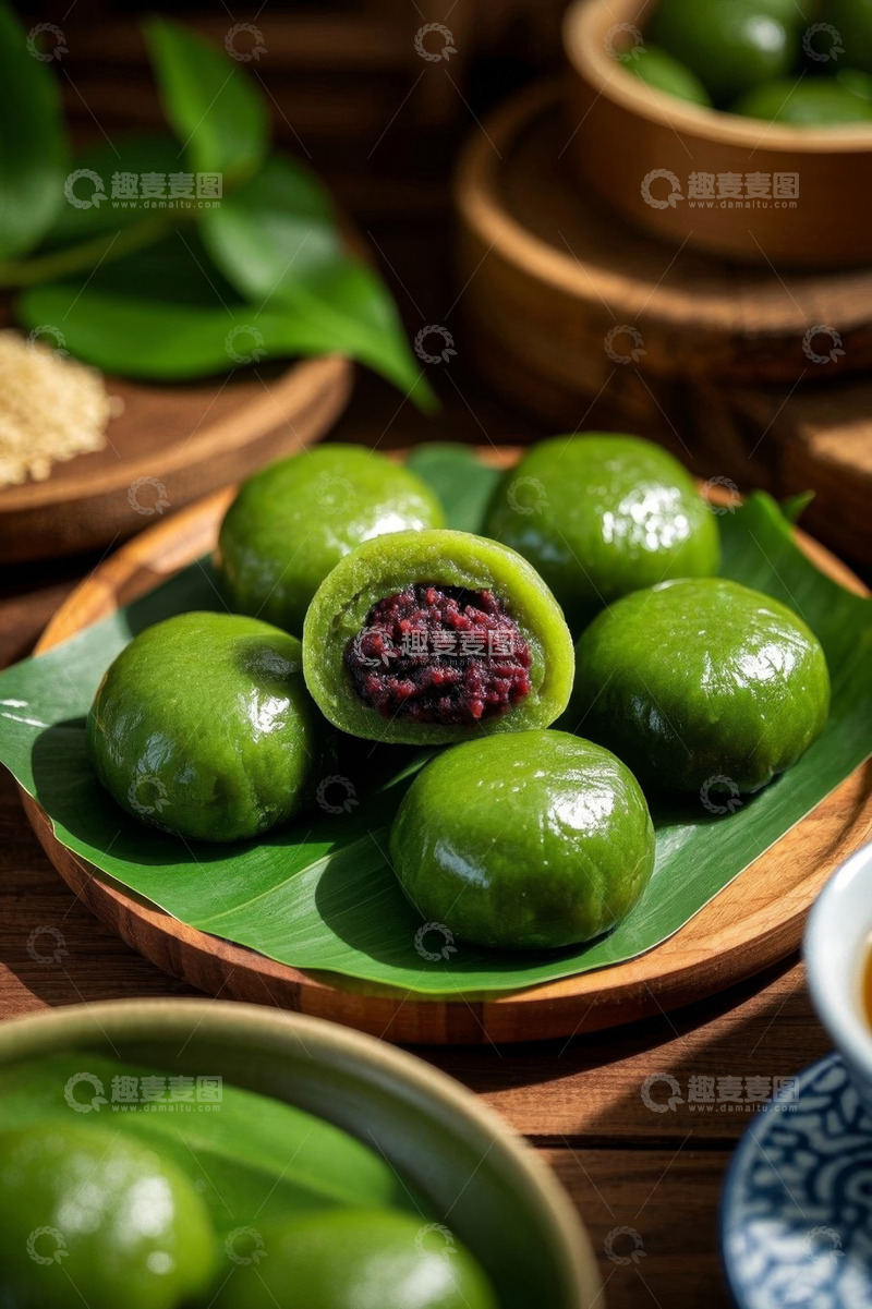 高清大图下载【趣麦麦图】传统青团特写