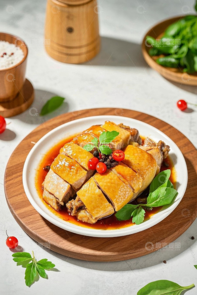 高清大图下载【趣麦麦图】摆盘精致的美味鸡肉菜肴