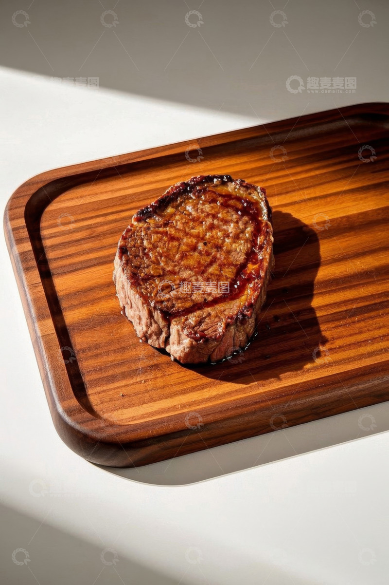 高清大图下载【趣麦麦图】木盘上的美味牛排