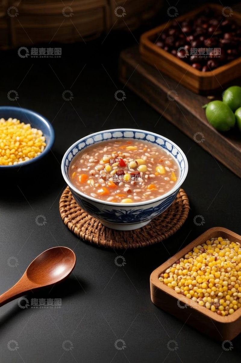 高清大图下载【趣麦麦图】碗装五谷杂粮养生粥特写