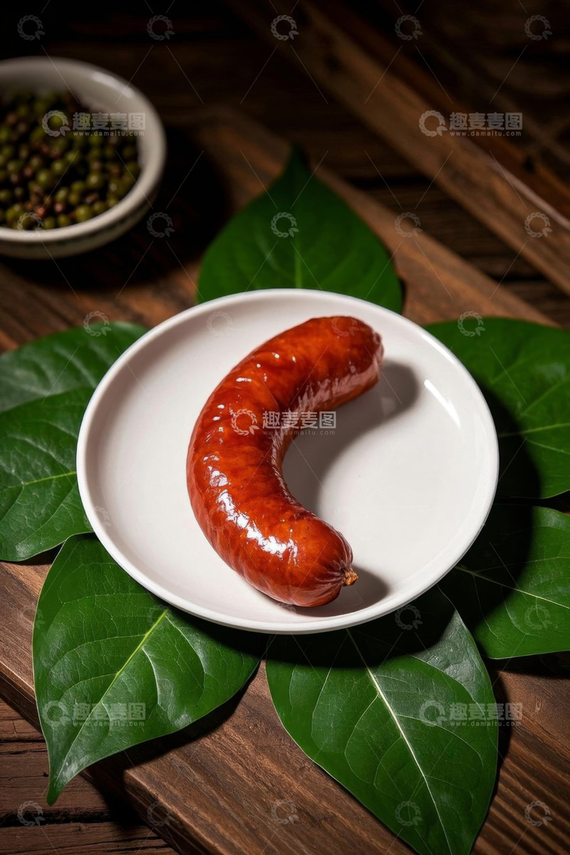 高清大图下载【趣麦麦图】白盘上的美味香肠