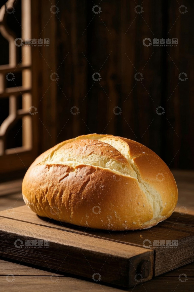 高清大图下载【趣麦麦图】木质砧板上的美味面包
