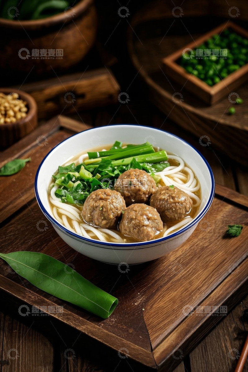 高清大图下载【趣麦麦图】碗装肉丸米粉美食特写