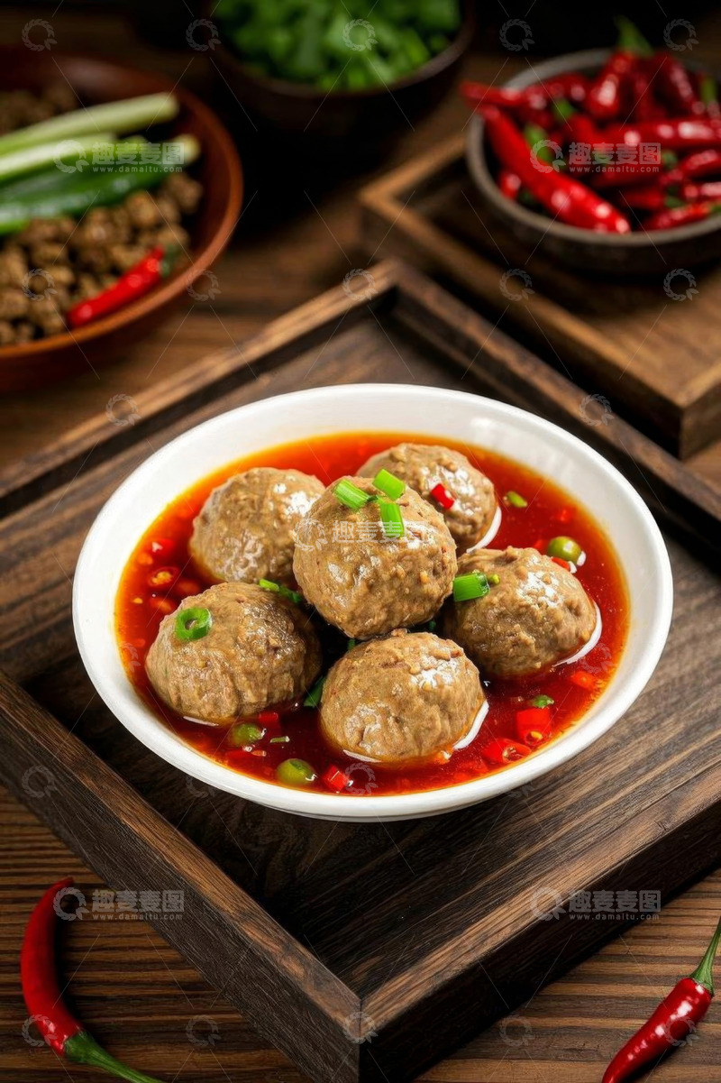 高清大图下载【趣麦麦图】碗装红烧肉丸美食特写