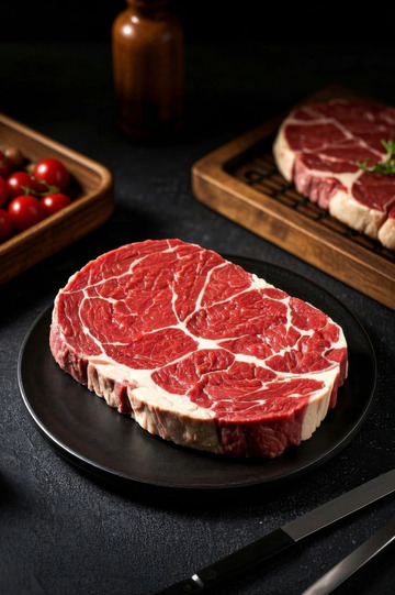 摆盘精致的新鲜牛排食材