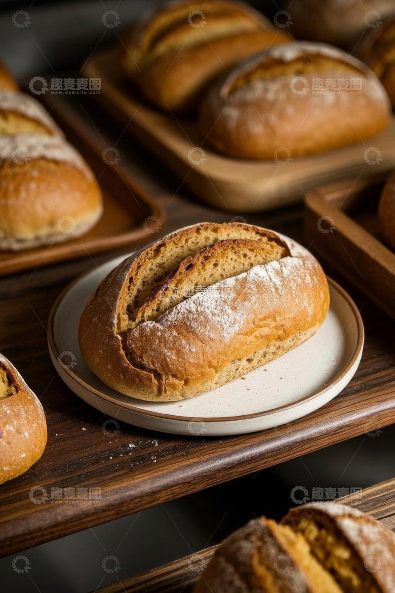 高清大图下载【趣麦麦图】木架上摆放的美味面包