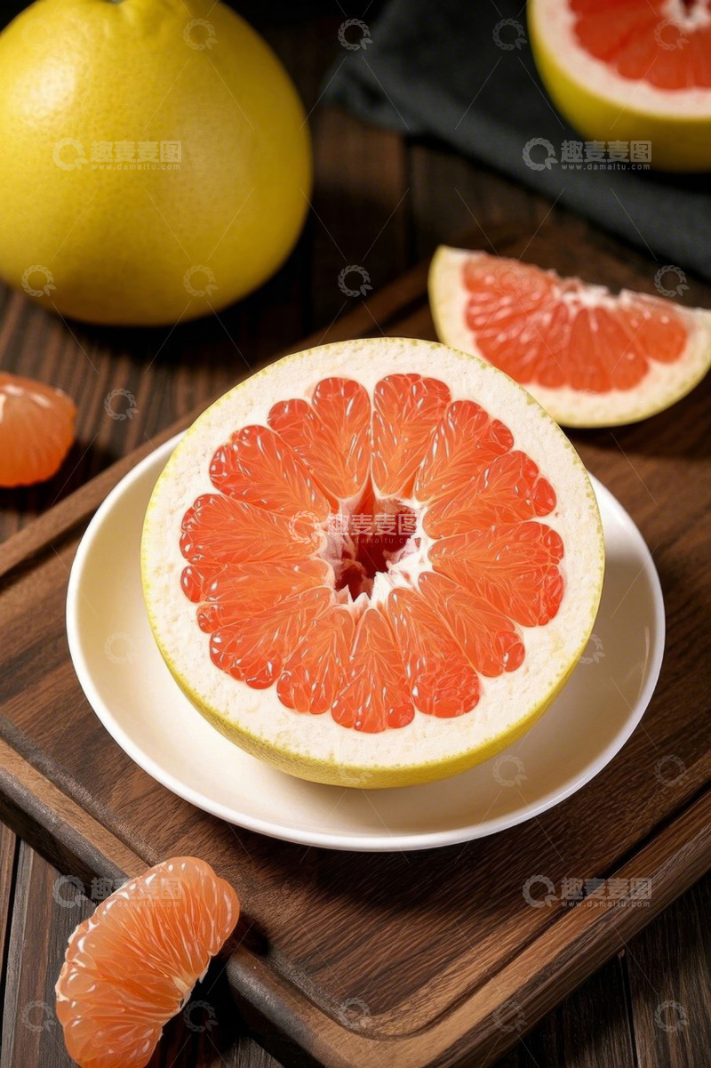 高清大图下载【趣麦麦图】红心柚切片静物特写