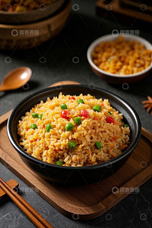 碗装彩色蔬菜炒饭美食素材