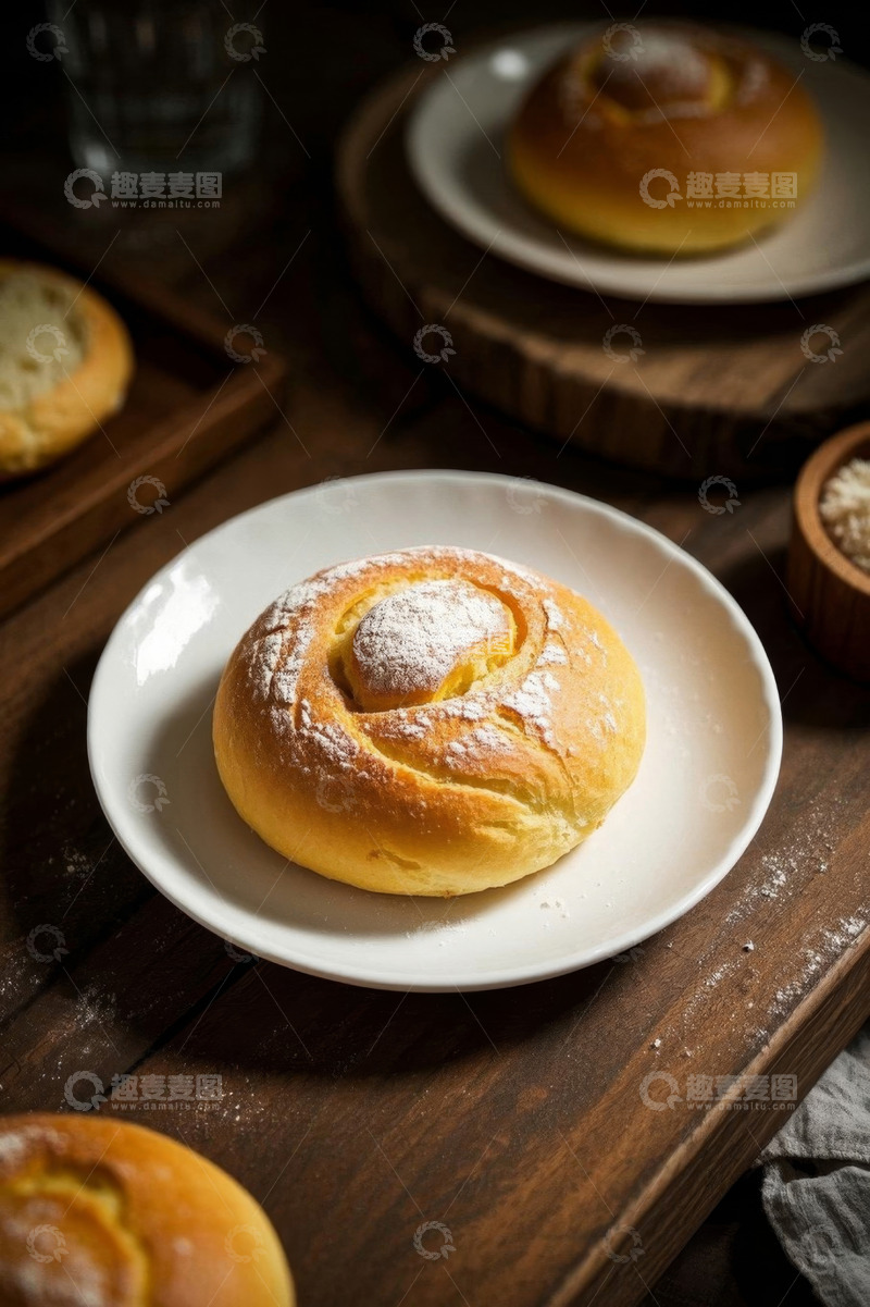 高清大图下载【趣麦麦图】木桌上摆放的美味面包