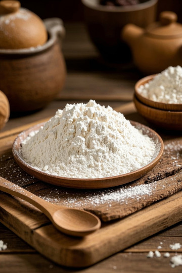 木盘上的面粉静物