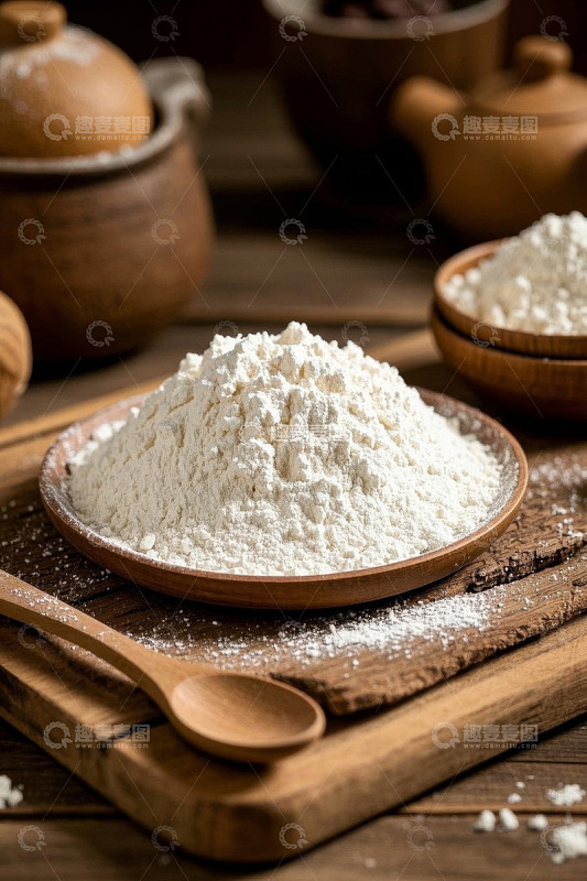 木盘上的面粉静物