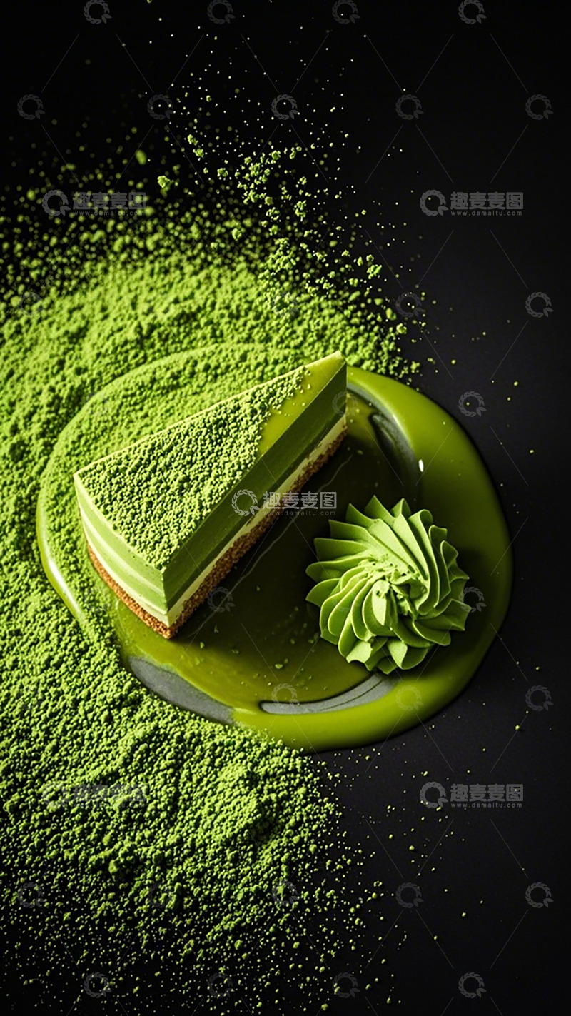 高清大图下载【趣麦麦图】抹茶蛋糕美食摄影艺术照