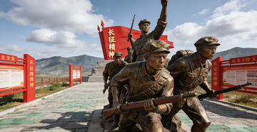 红军雕塑纪念长征场景