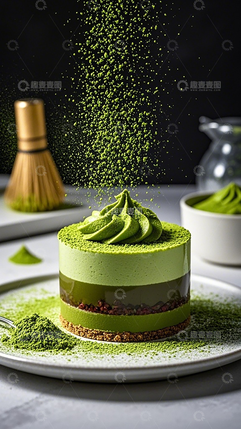 高清大图下载【趣麦麦图】抹茶蛋糕美食摄影