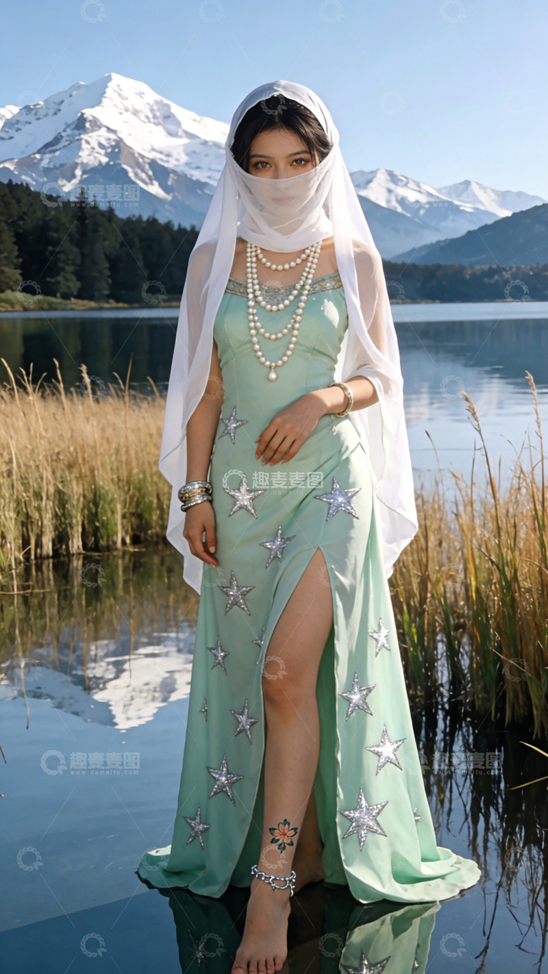 高清大图下载【趣麦麦图】湖畔星装时尚写真